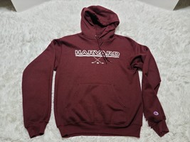 Y2K Champion Harvard Hockey S Hoodie Sweatshirt Pullover Pocket VTG Ivy ... - $21.88