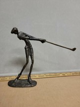 Golfer Bronze / Cast iron Statue Figure Sculpture Swinging Golf Club 9&quot; ... - £31.48 GBP