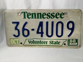 Vintage Tennessee License Plate 36 4U09 Volunteer Oct 1988 - £7.90 GBP