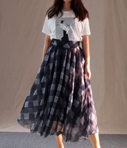 BLACK PLAID Tulle Skirt Outfit Women Plus Size A-line Tulle Midi Skirt
