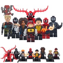 8pcs Superhero Marvel Spiderman Venom Carnage Deadpool Domino Cable Minifigures - £13.54 GBP