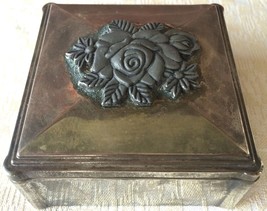 Vintage Silver-Plated Embossed Jewelry /Trinket Box (8172), Made in Japan - £13.01 GBP