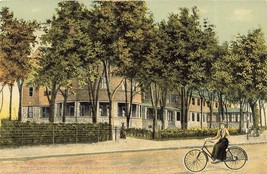 Brooklyn Ny~Woman Rides BICYCLE-BAYRIDGE Crescent Athletic Club House Postcard - £9.49 GBP