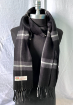 100% CASHMERE SCARF Check Plaid England Warm Wool Color Black/Gray/Cream #K06 - £7.79 GBP