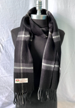 100% CASHMERE SCARF Check Plaid England Warm Wool Color Black/Gray/Cream #K06 - £7.43 GBP