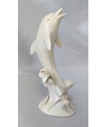 LENOX Handcrafted Ivory/Gold 4&quot; Leaping Dolphin Figurine w/ Waves - £7.58 GBP