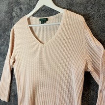 Lauren Ralph Lauren Sweater Womens Extra Large Pink Cable Knit V neck Pu... - $13.89
