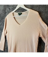 Lauren Ralph Lauren Sweater Womens Extra Large Pink Cable Knit V neck Pu... - £10.93 GBP