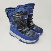 HOBIBEAR Kids Winter Snow Boots Blue Waterproof Outdoor Lined Shoes Kids Size 1 - £16.41 GBP