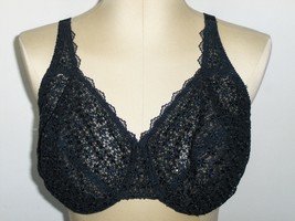 Playtex 7520 Black Embroidered Lace Underwire Bra Size 42DD - $17.00