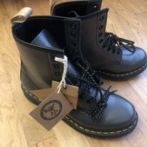 Dr. Martens 1460 Gunmetal Grey Vegan Boots Alumix Hex Emboss Women’s Size 7 NEW - £125.42 GBP