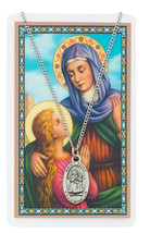 St. Anne Medal Necklace with Laminated Prayer Card plus a Prayer Card of Jesus - £14.18 GBP