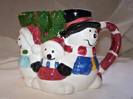 Vintage Snowman Creamer with 3 snow people Dad Mom and Baby Snowmen - $5.45