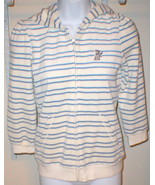 NWT $148 JUICY COUTURE BLUE STRIPE HOODIE WHITE MEDIUM terry dog jacket  - £108.23 GBP