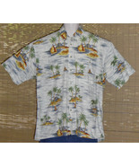CAMPIA MODA Hawaiian Shirt Large White Blue Yellow Islands Size Large - $23.99