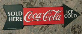 1990 27 Inch Arrow Coca Cola Sold Here Ice Cold Sign B - £28.90 GBP