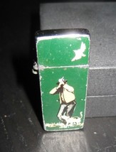 Vintage COWBOY Rancher &amp; His Dog Art Deco Trench Style Petrol Lighter JAPAN - $11.99