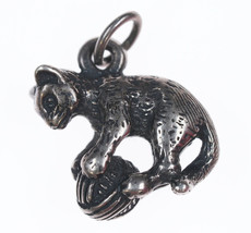 Retired James Avery cat with yarn charm in sterling - $108.90