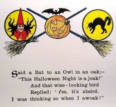Halloween Postcard Gibson Black Cat Witch Brooms Vampire Bat Unused Fantasy - £23.95 GBP
