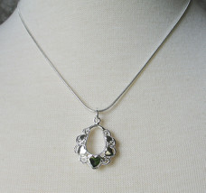 Sterling Silver Plated Heart Charm Pendant with 18&quot; Snake Chain - £6.85 GBP