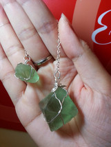 Handmade Pendulum with 2mm S925 Sterling Silver Chain and wire wrapped 2 Green F - £31.96 GBP