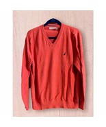 Vintage Men&#39;s Nautica Jersey Navtech V-neck Sweater-Red-Size L - £16.65 GBP