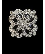 Vintage Sliver Tone Black Enamel 8 point Star Burst Clear Rhinestone Bro... - €23,23 EUR