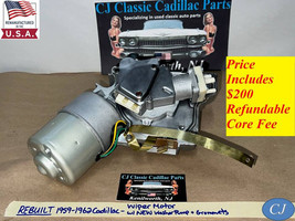 REBUILT 59-62 CADILLAC FACTORY ORIGINAL WINDSHIELD WIPER MOTOR W/NEW WAS... - $742.49