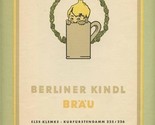 Berliner Kindle Brau Dinner Menu Kurfurstendamm Berlin Germany 1958 - £30.00 GBP