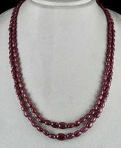 Natural Ruby Beads Long 2 Line 319 Carats Untreated Gemstone Beaded Neck... - £312.53 GBP
