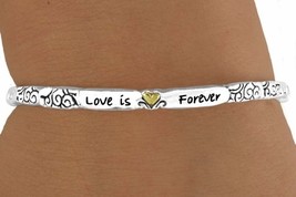 Fashion Jewelery Lead Nickel Free Silver Tone Stretch Bracelet Love Is Forever  - £24.04 GBP