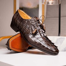 Cancun Genuine Hornback Caiman Crocodile dress Shoes Brown image 10