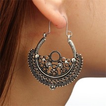 Indian 925 Silver Plated Antique Chand Ring Bali Jhumka jhumki earrings Set - £14.42 GBP