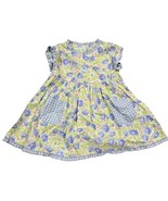 Baby LULU 12 Months Floral Dress Blue Gingham Pockets USA Made Cotton - €17,13 EUR