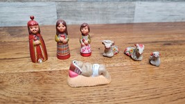 Bolivia Pottery Folk Art Vintage 1991 Nativity Scene Figurines - 7 Pieces! - £11.56 GBP