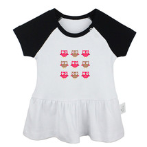 9 Pink Cute Winking Owl Newborn Baby Dress Toddler Infant 100% Cotton Clothes - £10.45 GBP