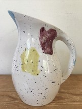 Vintage Mid Century 50s Multicolored Splatter Glazed Pottery Pitcher Jug... - $49.49