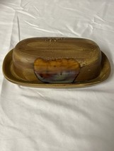 Sango Splash Brown Drip Stoneware Glazed Covered Butter Dish 4951 - £35.11 GBP