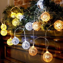 3 Pack 5.9 Ft Disco Ball String Lights Decorations 10 Led Disco Ball Orn... - $42.99