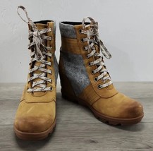 Women&#39;s Sorel Lexie Wedge Felt Leather Boots   NL3376-224 Camel Brown - Size 10 - £46.53 GBP