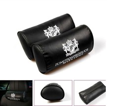 2Pc JP Junction Produce Black Leather Car Seat Neck Pillows Headrest Cus... - £19.92 GBP
