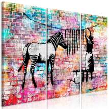 Tiptophomedecor Stretched Canvas Street Art - Banksy: Washing Zebra Stripes 3 Pi - £79.91 GBP+