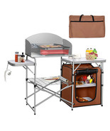 Foldable Outdoor BBQ Portable Grilling Table With Windscreen Bag - Color... - $198.27 CAD