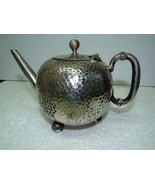 Antique Silverplated Pewter Teapot Hammerwork Ballfeet Hallmarked W M H ... - £70.03 GBP