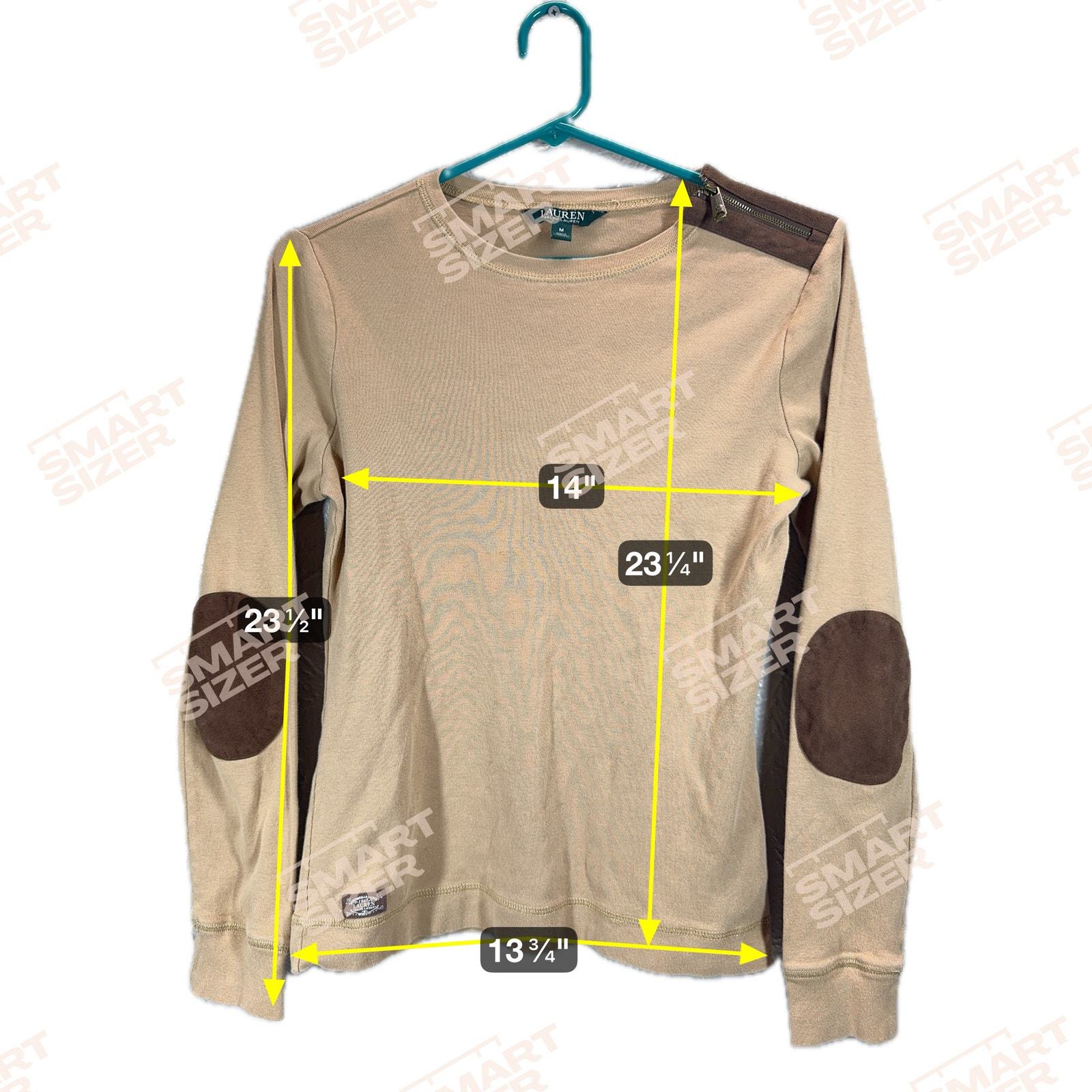 Lauren Ralph Lauren Womens Brown Long Sleeve Shirt Faux Suede Elbow Patch Medium Item image 6
