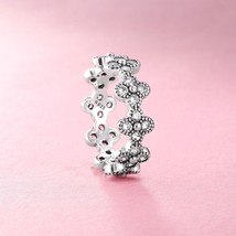 Sterling Silver Oriental Blossom with Clear CZ Ring Woman Jewelry  - $18.20