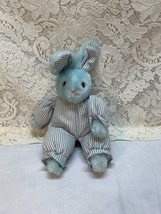 Blue Easter Bunny Rabbit Stuffed Animal Plush Soft w/Blue-White Striped Pajamas - £6.46 GBP