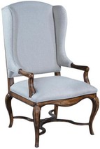 Arm Chair Carrollton Solid Wood Rustic Pecan Beachwood Linen Serpentine Cabriole - £1,330.55 GBP