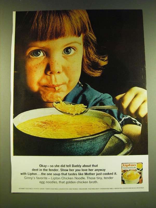 Primary image for 1966 Lipton Chicken Noodle Soup Ad - Okay - so she did tell Daddy about that 