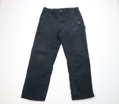 Vintage Carhartt Mens 36x32 Distressed Wide Leg Dungaree Pants Black Cotton - $54.40